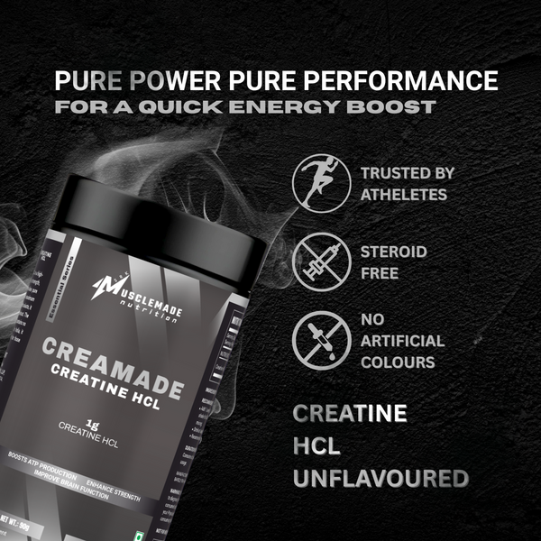 Musclemade CREAMADE Creatine HCL Powder | Unflavoured | 90 g | 90 Servings