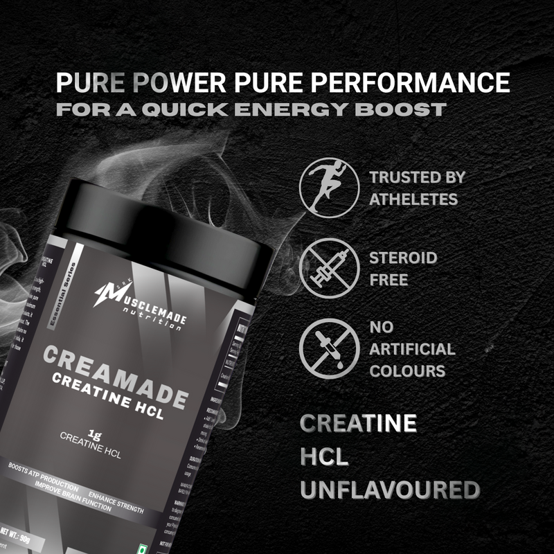 Musclemade CREAMADE Creatine HCL Powder | Unflavoured | 90 g | 90 Servings