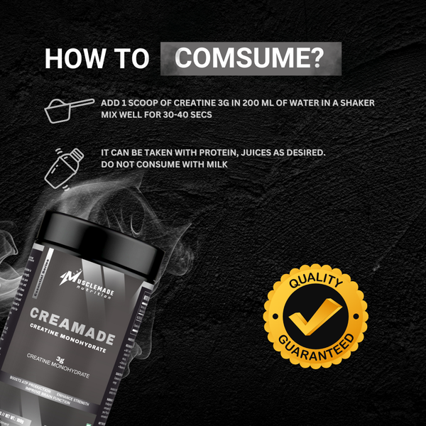 Musclemade CREAMADE Creatine Monohydrate Powder | Unflavoured | 100 g | 33 Servings