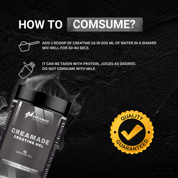 Musclemade CREAMADE Creatine HCL Powder | Unflavoured | 90 g | 90 Servings
