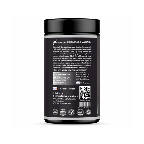 Musclemade CREAMADE Creatine Monohydrate Powder | Unflavoured | 100 g | 33 Servings