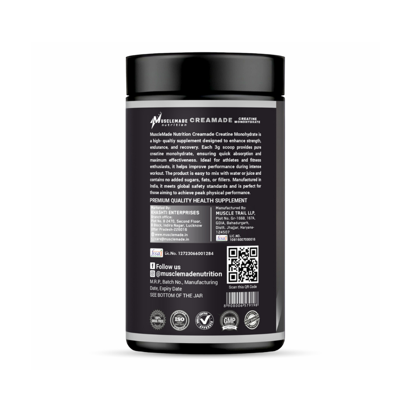 Musclemade CREAMADE Creatine Monohydrate Powder | Unflavoured | 100 g | 33 Servings