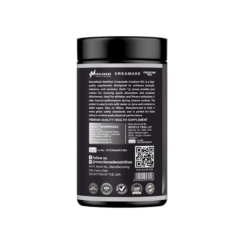 Musclemade CREAMADE Creatine HCL Powder | Unflavoured | 90 g | 90 Servings